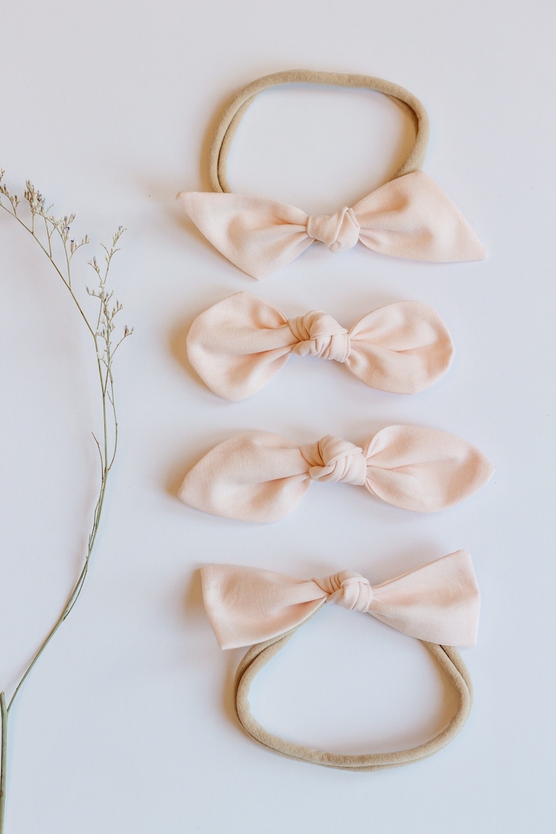 Valentines Day Light Pink Girls Hair Bow Cotton Fabric Knotted Headband Hair Accessories