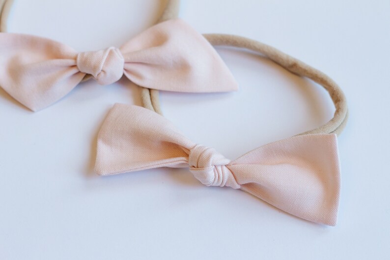 Valentines Day Light Pink Girls Hair Bow Cotton Fabric Knotted Headband Hair Accessories