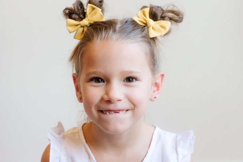 Mustard Yellow Fall Hair Clips Bows for Girls Pigtail Bow Set Barrettes and Clips image 6