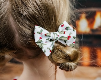 Christmas Dinosaur Pigtail Bow Set - Hand Tied Bows