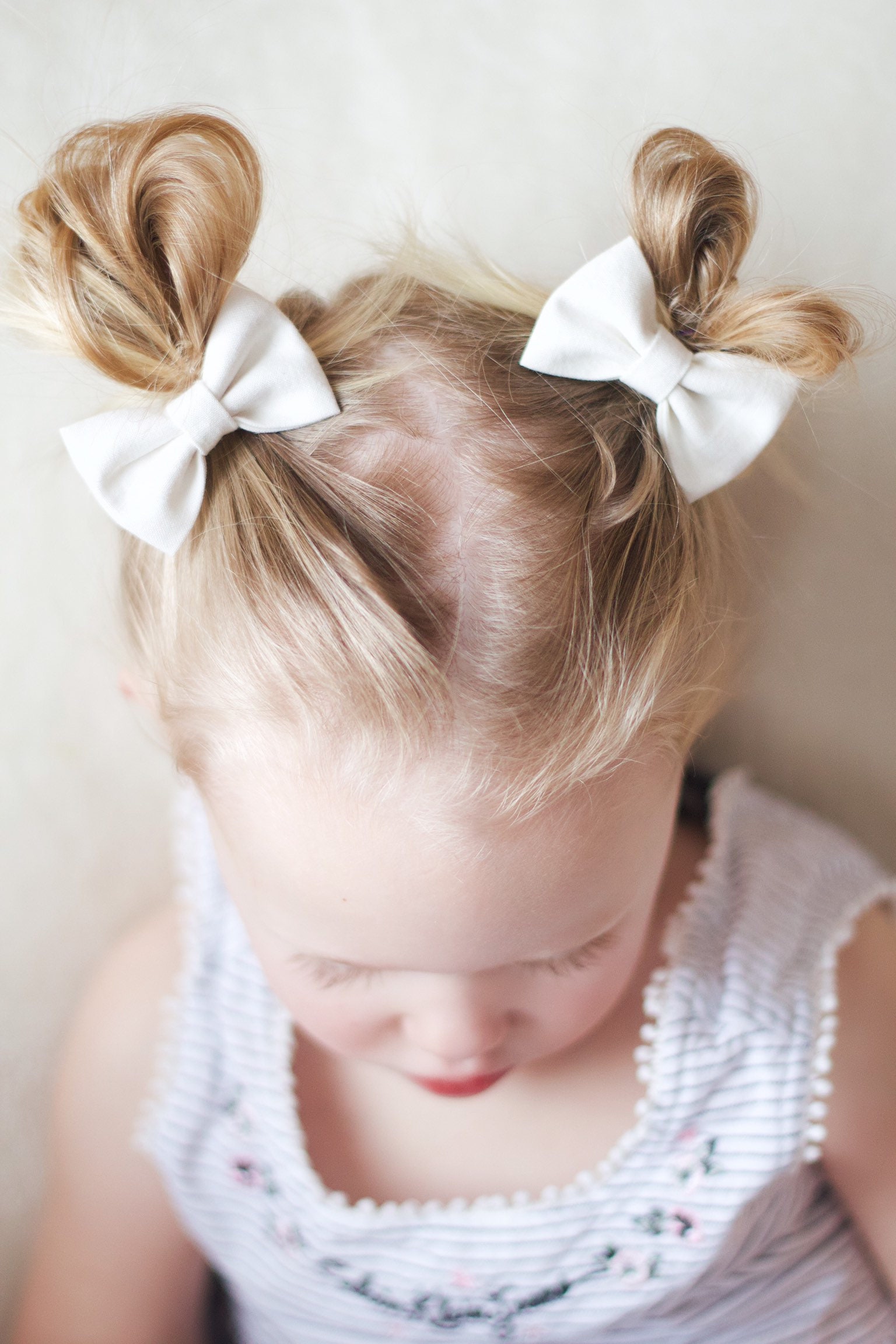 Cream Colour Pigtail Hair Bows Hair Barrette Toddler Girl Etsy