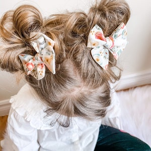 Pigtail Bow Set Antique Flower Bow Cotton Fabric Bows Bows for Girls Pinwheel Bows Summer Outfit image 7