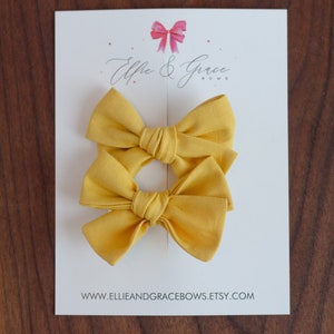 Mustard Yellow Fall Hair Clips Bows for Girls Pigtail Bow Set Barrettes and Clips image 4