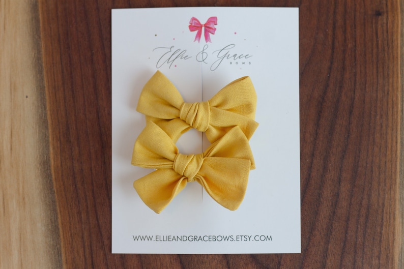 Mustard Yellow Fall Hair Clips Bows for Girls Pigtail Bow Set Barrettes and Clips image 4