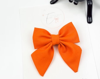 Fiocco da marinaio in cotone per Halloween / Fiocco per capelli arancione tinta unita