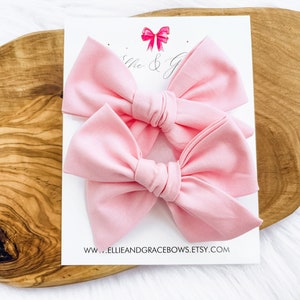 Pastel Pink Pigtail Bow Set - Baby Bow Headband