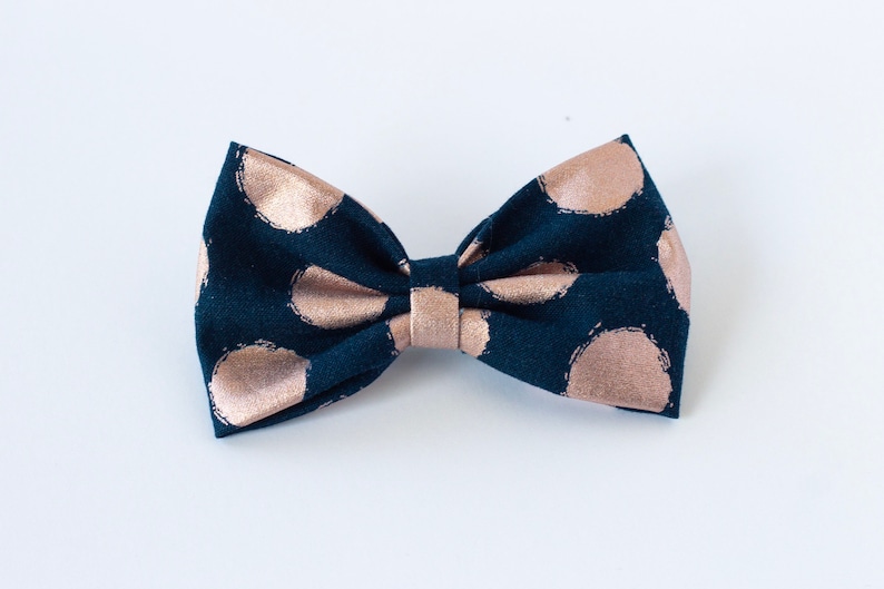 7 Girls Polka Dot Pink White Navy Big Hair Bow Set with Bow Holder /& Gift Bag