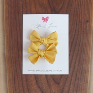 Mustard Yellow Fall Hair Clips Bows for Girls Pigtail Bow Set Barrettes and Clips image 2