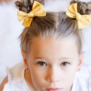 Mustard Yellow Fall Hair Clips Bows for Girls Pigtail Bow Set Barrettes and Clips image 8