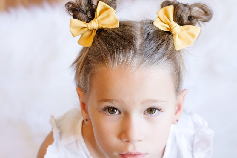 Mustard Yellow Fall Hair Clips Bows for Girls Pigtail Bow Set Barrettes and Clips image 8