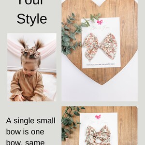 Neutral Flower Bows for Girls Bows with Flowers Pigtail Bow Set image 2