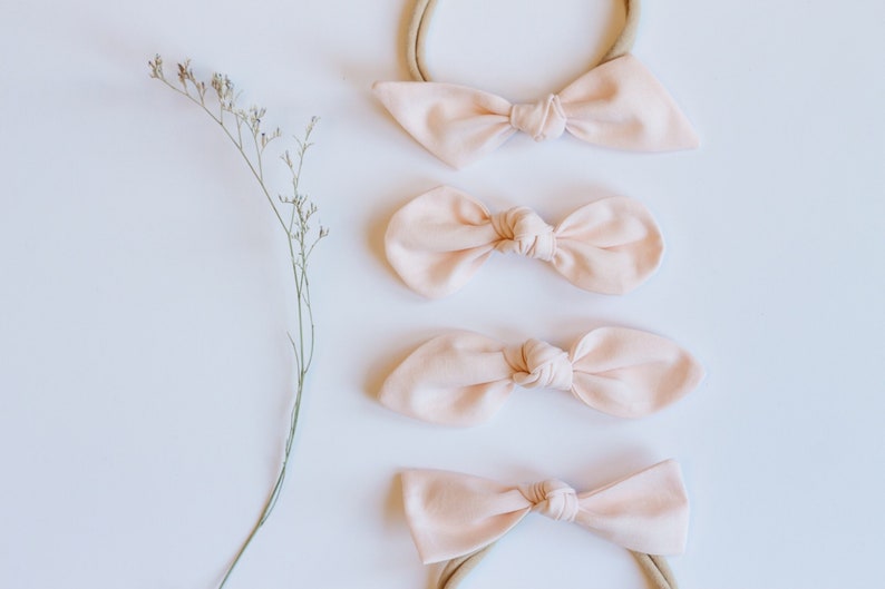Valentines Day Light Pink Girls Hair Bow Cotton Fabric Knotted Headband Hair Accessories