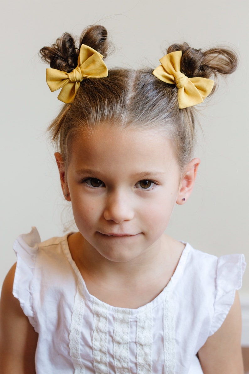 Mustard Yellow Fall Hair Clips Bows for Girls Pigtail Bow Set Barrettes and Clips image 9