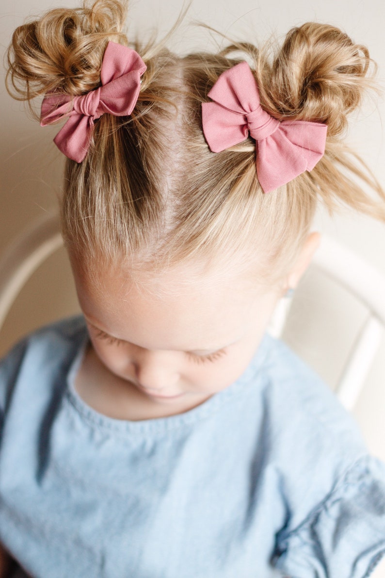 Rose Hair Bows Toddler Girl Pigtail Bow Set Hair Clips Fall Outfit Hair Accessories image 6