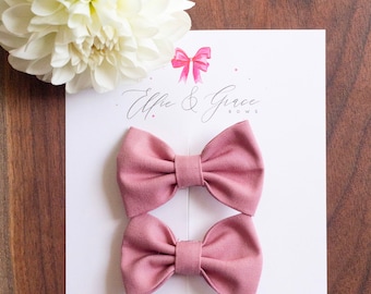 Rose Cotton Pigtail Bow Set: 2-Inch Baby Hair Clips