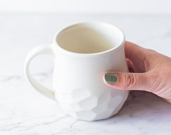 White Ceramic Mug Handmade