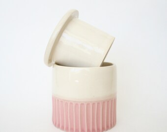Ceramic French Butter Dish: Pink