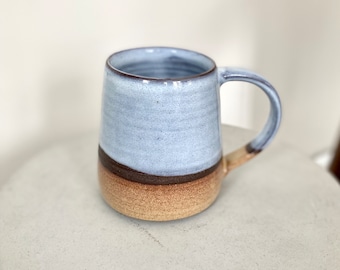 Pottery Mug: Blue + Brown | 12 Ounces