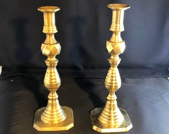 Brass English Beehive Candle, Victorian Vintage Brass Candlesticks, Solid Brass Candlesticks