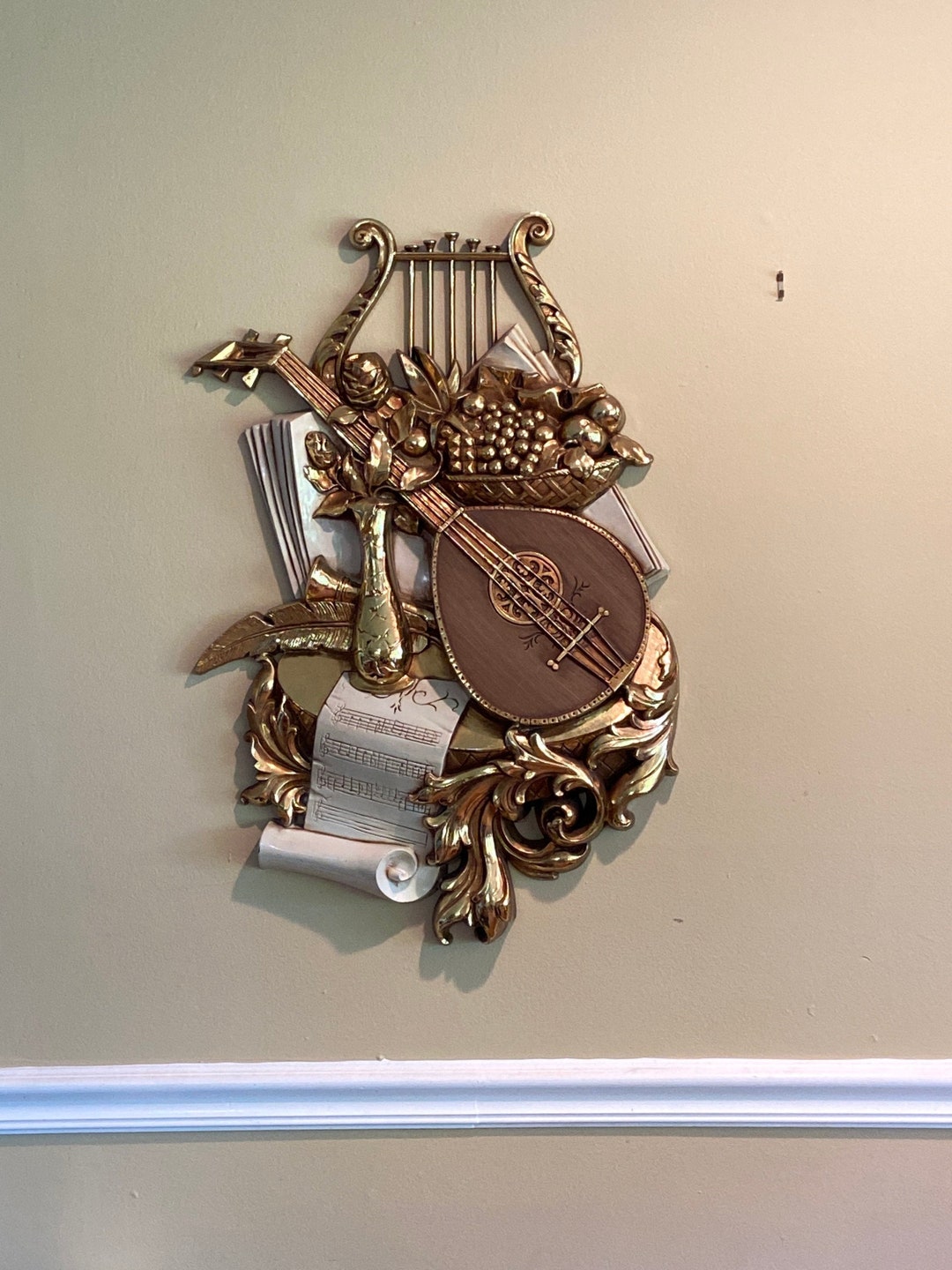 Syroco Musical Plaque, Musical Wall Decor, Large Gold Wall Decor Etsy