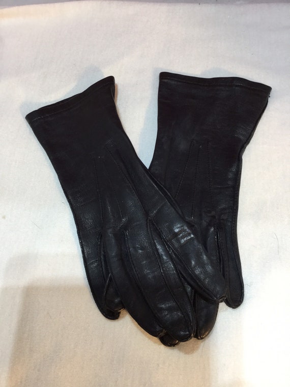 Vintage Black Kid Gloves, Above Wrist Kid Gloves, 