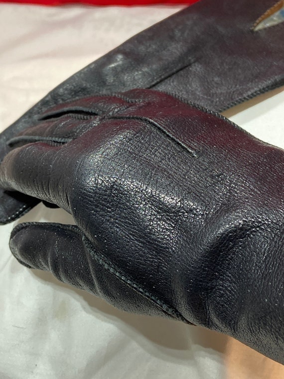 Vintage Black Kid Gloves, To Wrist Kid Gloves Wint