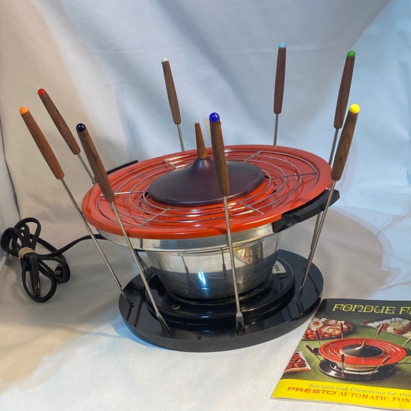 Valentine Fondue Set, Vintage Sharing Pot Dinner, Special Family Dinner Night, Electric Dinner Party Set for Six