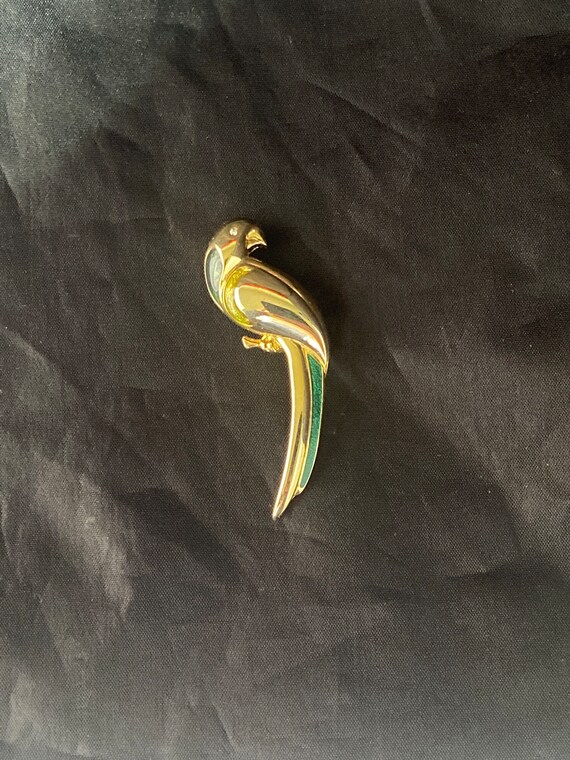 Liz Claiborne Enamel Parrot Brooch