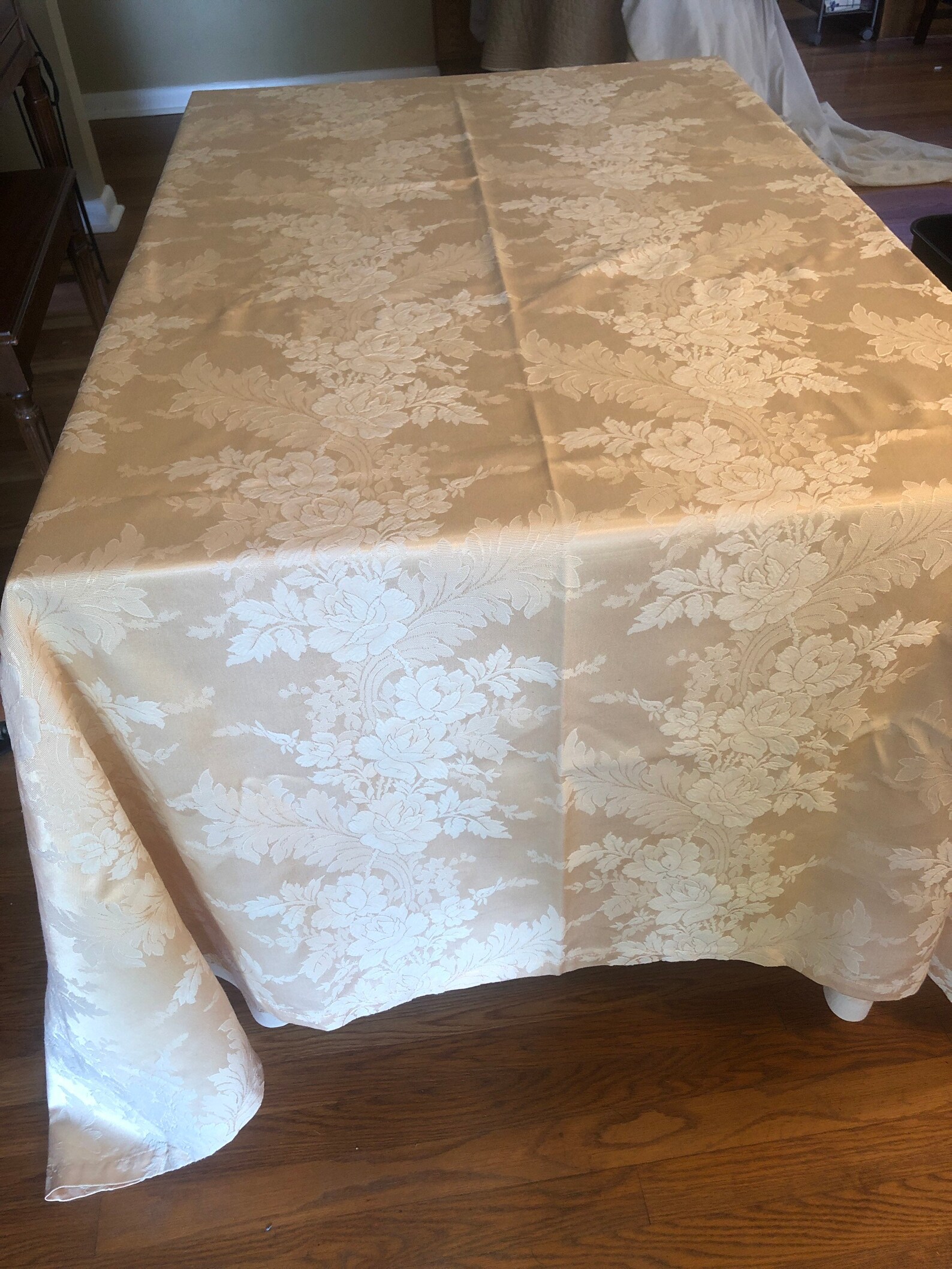 Gold Damask Formal Tablecloth Wedding Tablecloth Large Table Etsy