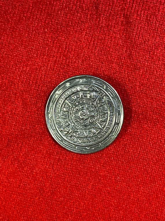 Aztec Mexican Calendar Pin or Necklace,  Vintage S
