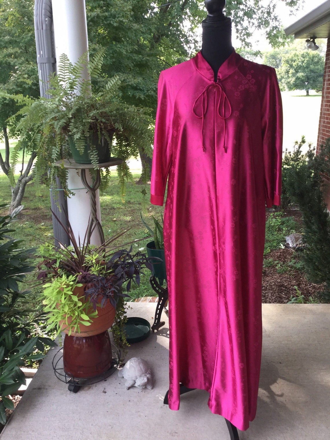 Vintage Lorraine Burgundy Robe Zippered Front Size Medium Etsy