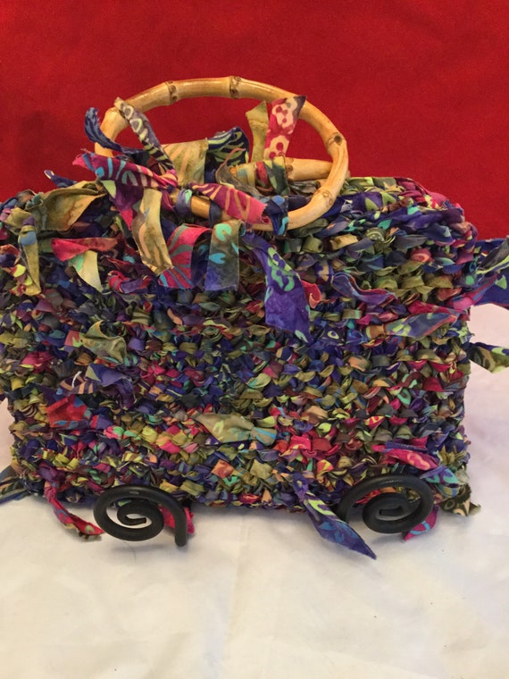 Boho Multicolor Purse, Vintage Tied Purse with Ba… - image 4