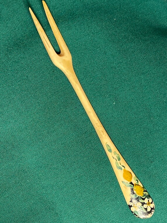 Vintage PIckle Fork Wood Handmade Painted Fork French Relish Etsy