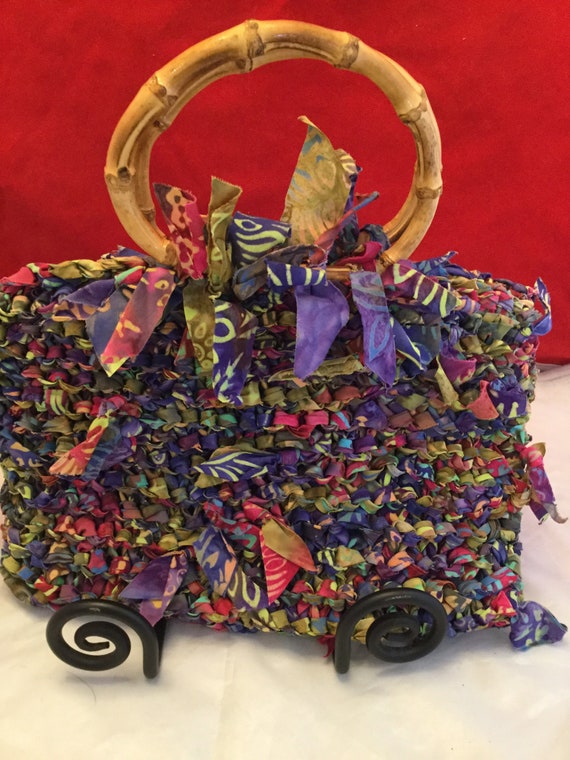 Boho Multicolor Purse, Vintage Tied Purse with Ba… - image 3