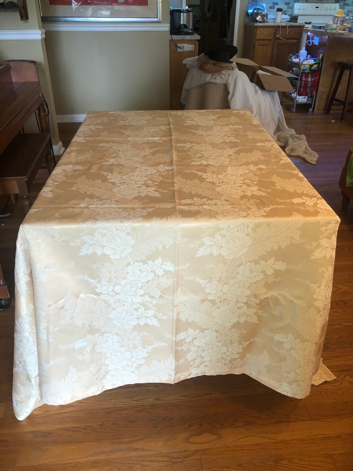 Gold Damask Formal Tablecloth Wedding Tablecloth Large Table Etsy
