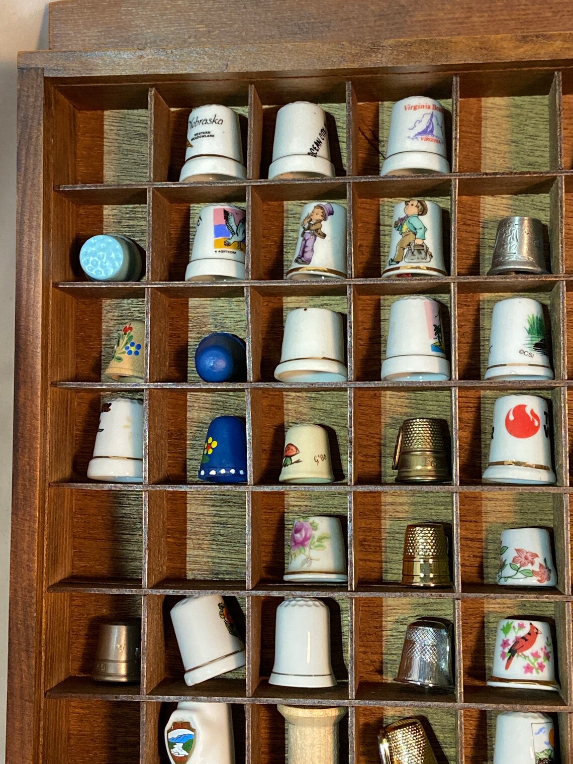 Vintage Thimble Collection 100 Thimble Display Case 68 Etsy