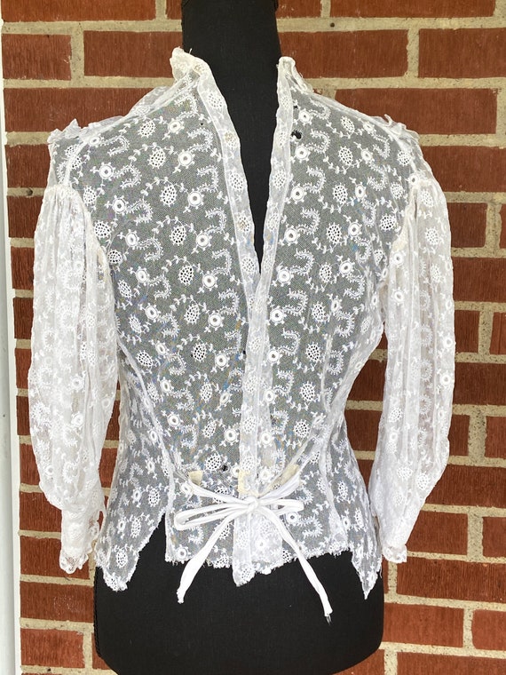 Edwardian Blouse, 1910's  Embroidered Lace Blouse… - image 6