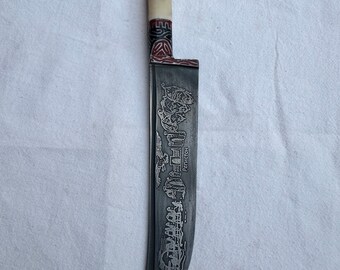 Cuchillo nacional uzbeko en un estuche, región de Chust, pichok uzbeko, funda de cuero, cuchillo de cocina hecho a mano, los mejores regalos