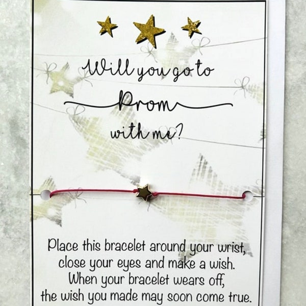 Promposal - Prom Wish Bracelet - Will you go to Prom with me Adjustable Wish Bracelet - Asking Someone to Prom Idea - Prom Keepsake
