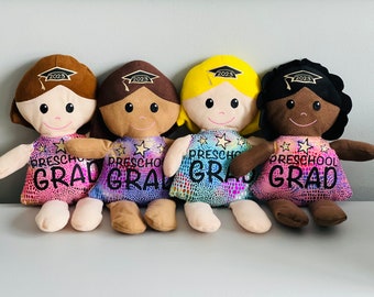 Preschool Grad Doll Gift - Personalized Plush Graduation Dolls - Graduation Keepsake