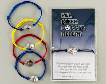 Soccer team bracelet gift set - Softball, Baseball or Football team matching adjustable personalized bracelets -  gift for team