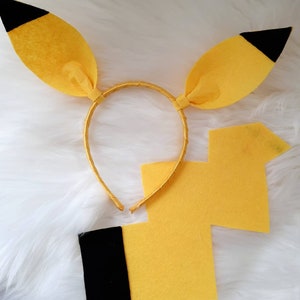 Pikachu Inspired Tail and Ears set. Clip on Pikachu Inspired Tail. Pikachu Inspired Ears.