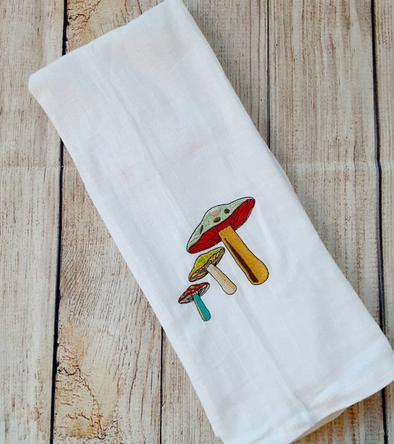 Mushroom Kitchen Towels. Mushroom Towels. Embroidered Mushroom Towels. Mushroom Bathroom Towels. Etsy