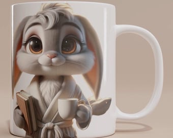 Bunny mug, Rabbit mug, Bunny Lover Gift, Cute Bunny Mug, Bunny cup, Morning Bunny. 11oz