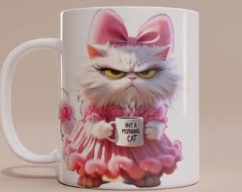 Personalized Grumpy Cat Ceramic Mug - Funny Morning Coffee Cup