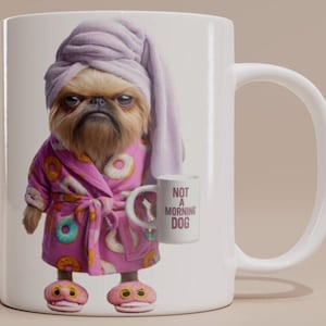 Brussels Griffon Mug - 'Not a Morning Dog' - Personalized Brussels Griffon Gift, Funny Dog Mug, Cute & Grumpy Griffon, Personalized Griffon