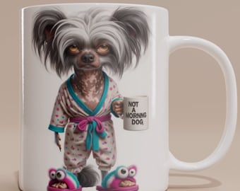 Personalized Chinese Crested Dog Mug - &#39;Not a Morning Dog&#39; - Chinese Crested Dog Gift, Funny dog mug, Chinese Crested Dog owner gift ideas