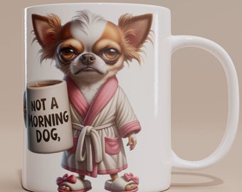 Chihuahua Mug - 'Not a Morning Dog' -Personalized Chihuahua Gift, Funny dog mug, Cute and grumpy Chihuahua, Personalized Chihuahua gift