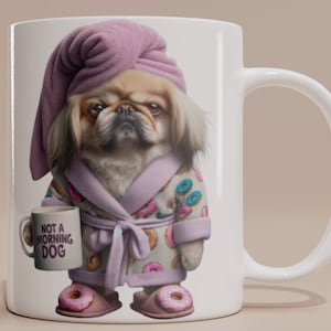 Grumpy Pekingese Dog-mugg: Rolig present till "Inte en morgonhund"