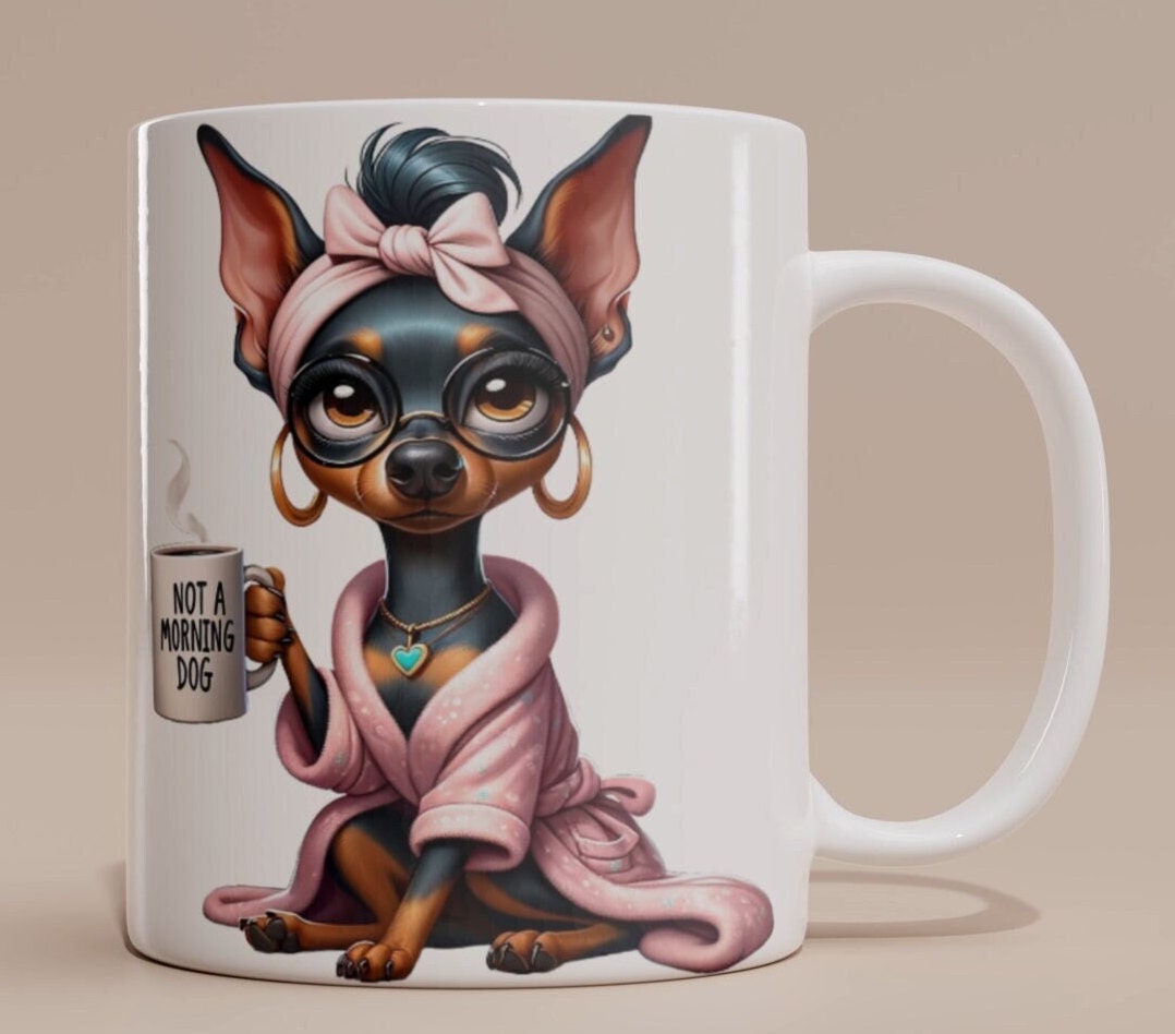 Personalized Doberman Dog Mug, Doberman Lover Gift, Cute Doberman mug, Beautiful Dog Mug, Female Doberman, Not a Morning Dog mug, 11oz